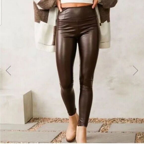 Joie Women s Seamless Hem Stretch Fit Faux Leather Pull-On Legging (Espresso - Picture 4 of 8